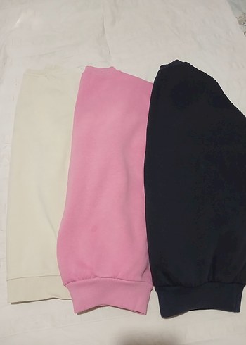 Kadın Pembe Beyaz Lacivert Uzun Kollu Sweatshirt