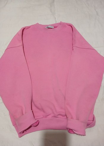l Beden Kadın Pembe Beyaz Lacivert Uzun Kollu Sweatshirt
