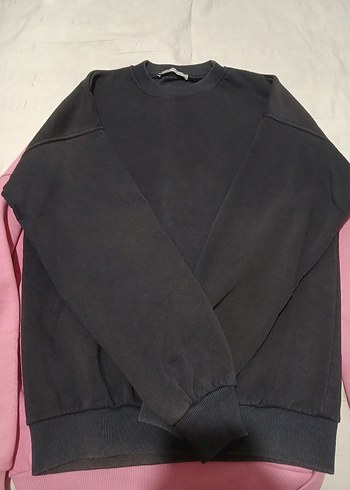 l Beden pembe Renk Kadın Pembe Beyaz Lacivert Uzun Kollu Sweatshirt