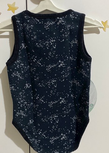 Gri Bağlama Desenli Kolsuz Bebek Body - Görsel 2