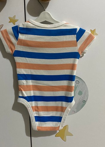 Çizgili Kısa Kollu Bebek Body - Görsel 2