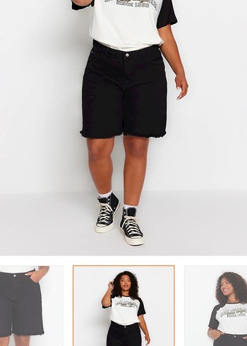 Kadın Siyah Mini Denim Bermuda Şort - Görsel 5