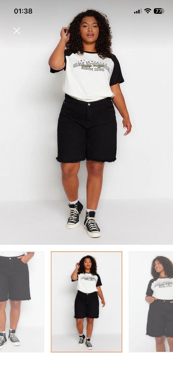 Kadın Siyah Mini Denim Bermuda Şort - Görsel 5