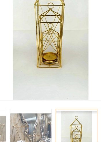 Altın Renk Metal Mumluk Seti - Görsel 2