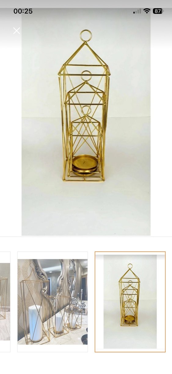 Altın Renk Metal Mumluk Seti - Görsel 2