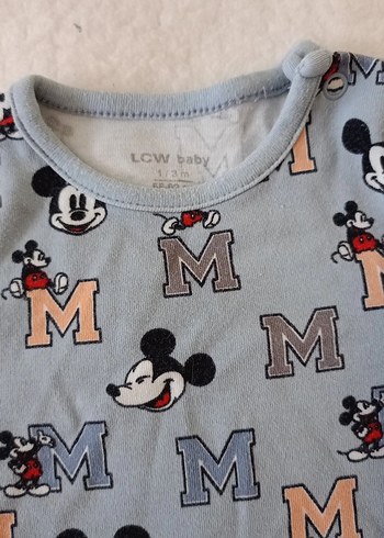 LC Waikiki Uzun Kollu Mickey Baskılı Mavi Bebek Tulum