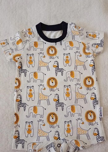 Zebra Desenli Bebek Kısa Kollu Tulum