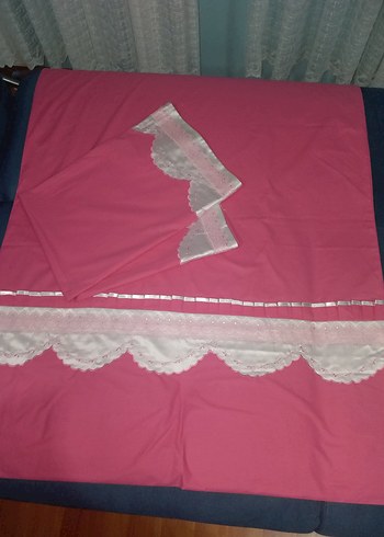 BEBEK Pembe Parlak Dantelli Nevresim Takımı
