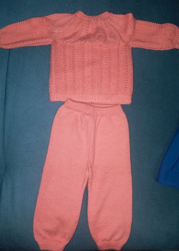 Diğer Pembe Örgü Kız Hırka ve Pantolon Takımı