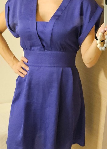 H&M Saten Morcivert Elbise - Görsel 11