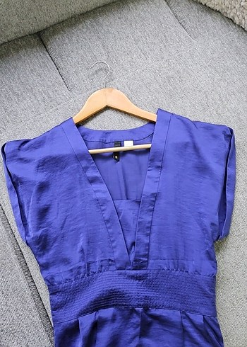 H&M Saten Morcivert Elbise - Görsel 7