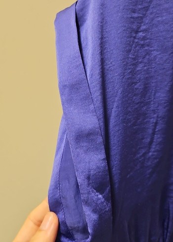 H&M Saten Morcivert Elbise - Görsel 6