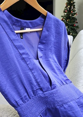 H&M Saten Morcivert Elbise - Görsel 8