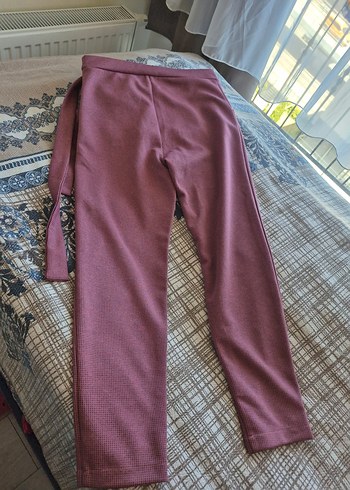 Pembe Kemerli Kadın Midi Kumaş Pantolon