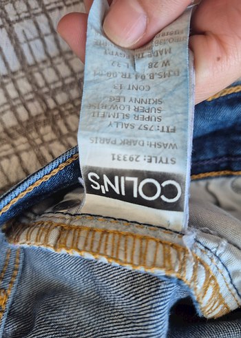 m Beden Kadın Mavi Kot Pantolon, Kemerli, Dar Kesim