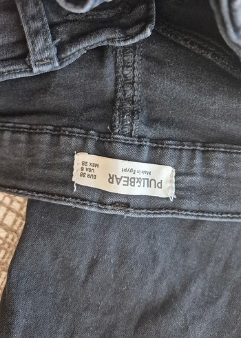 m Beden gri Renk Siyah ve gri Kadın Denim Jean, Düğmeli, Dar Kesim