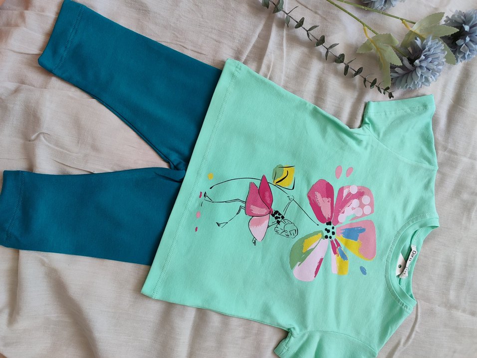 Renkli Baskılı Kız alt üst takım - Görsel 2