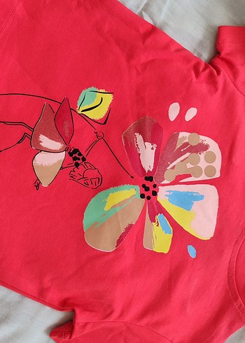 Kız Çocuk Bohem Baskılı Kırmızı Tişört - Görsel 5