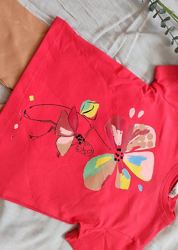 Kız Çocuk Bohem Baskılı Kırmızı Tişört - Görsel 6