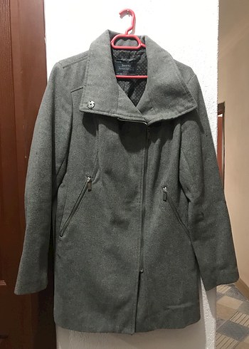 Gri  Midi Kadın Kaban - Görsel 2