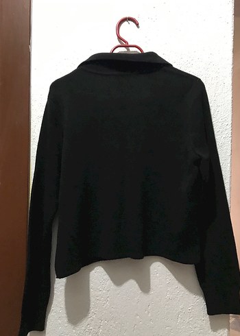 Düğmeli Siyah Kadın triko - Görsel 3