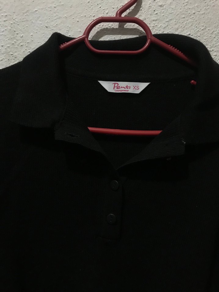 Düğmeli Siyah Kadın triko - Görsel 2