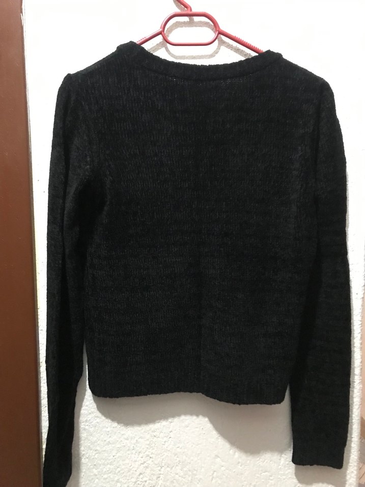 Siyah Kadın Süet Triko Kazak - Görsel 3