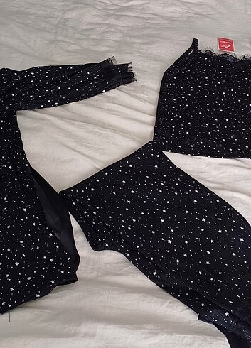 m Beden siyah Renk 3lü sabahlık takım pijama 