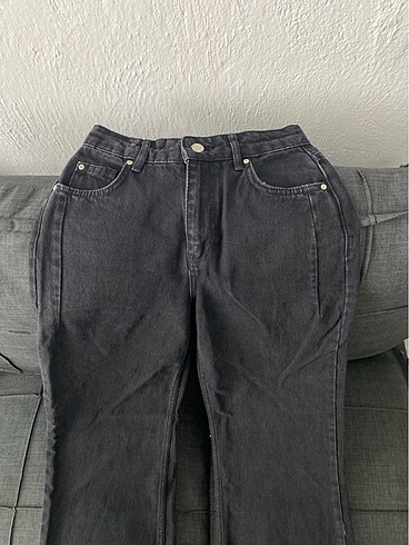 siyah bol paça yüksek bel straight jeans