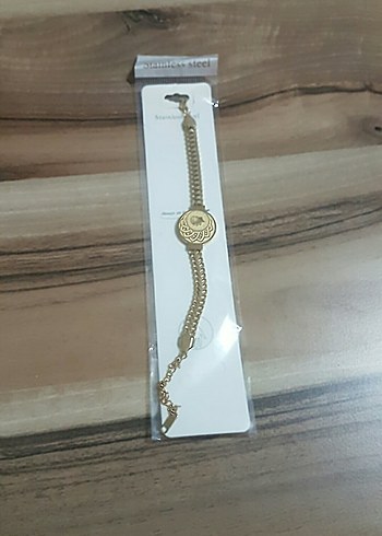 Beden Zincir Detaylı Altın Renk bileklik çelik solma kararma yapmaz