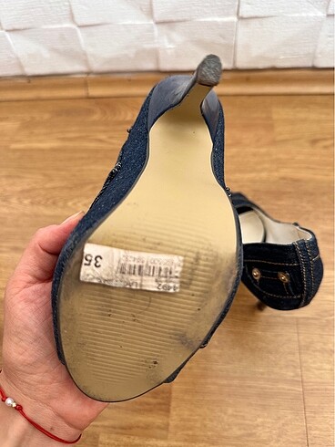 Kot kumaşlı platform topuklu - Görsel 5