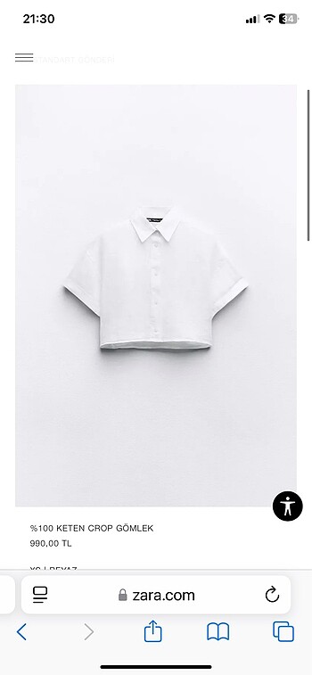Zara crop keten gömlek