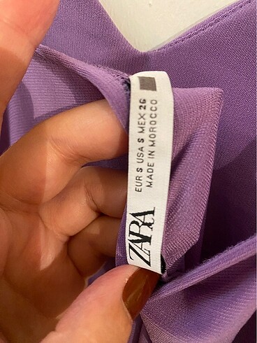 s Beden mor Renk Zara lila akıcı rahat kumaş ince askılı elbise