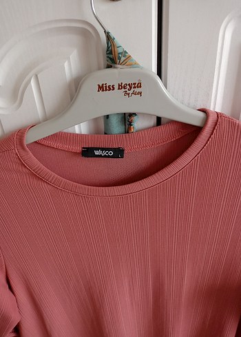 l Beden Düğmeli Pembe Midi Kadın Tunik