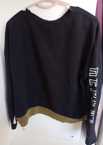 l Beden Siyah Salaş Kadın Sweatshirt