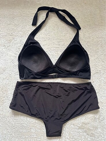 m Beden siyah Renk Siyah Destekli Halter Bikini Takımı