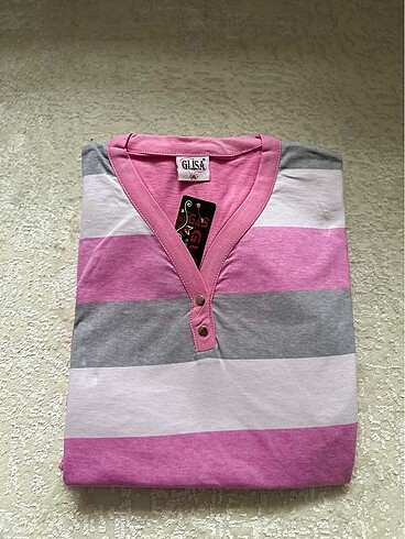 xl Beden çeşitli Renk Çizgili Pembe Pijama Takımı