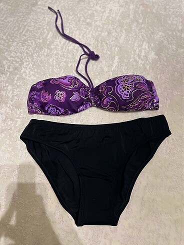 Etnik Desenli Üst & Siyah Alt Bikini Takımı
