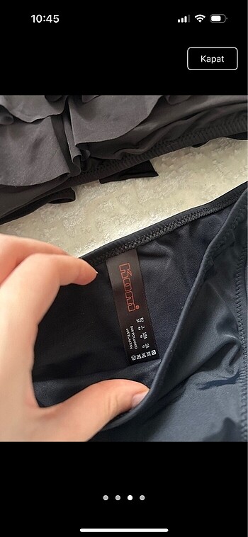 xl Beden Siyah Volanlı Straplez Bikini Takımı