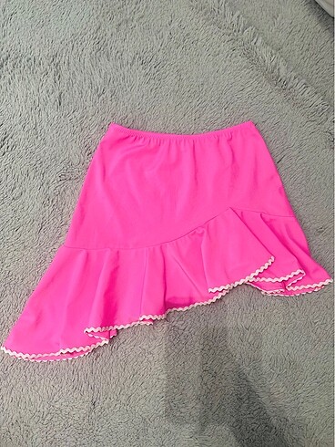 Fuşya Pembe Volanlı Bikini Eteği