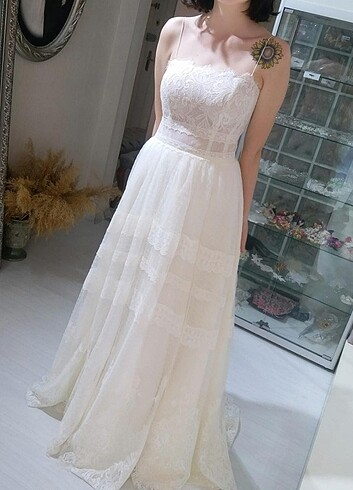 Vintage, zarif gelinlik - 36 beden - Görsel 3