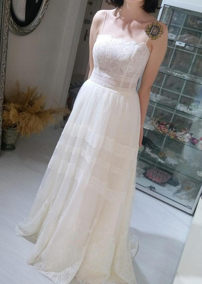 Vintage, zarif gelinlik - 36 beden - Görsel 3