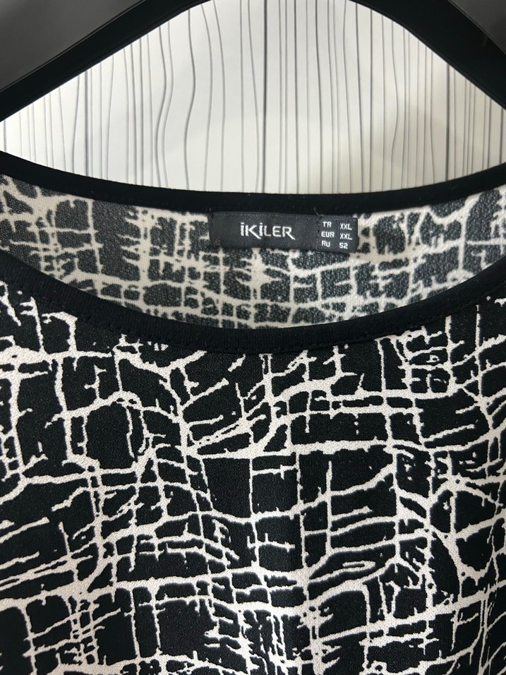 Siyah Beyaz Kadın Bluz XXL - Görsel 2