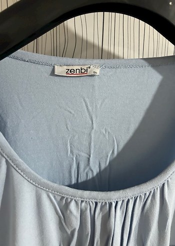 Zenbi Mavi Kolsuz Kadın Penye Bluz 50 beden - Görsel 2