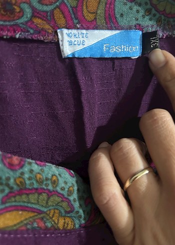 Mor Nakışlı Bohem Elbise/Tunik 3XL - Görsel 3