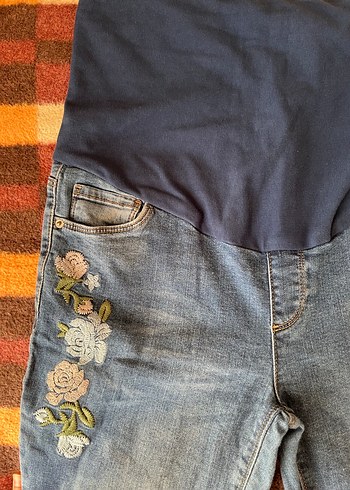 Nakışlı Hamile Kot Pantolon - Görsel 2