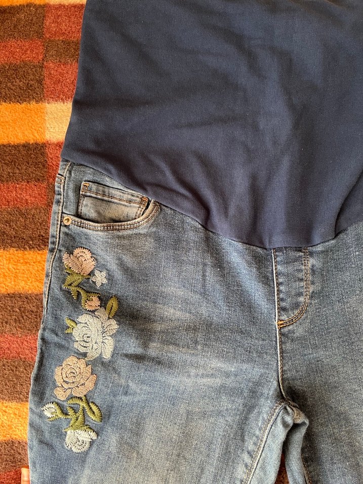 Nakışlı Hamile Kot Pantolon - Görsel 2