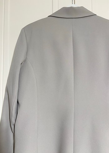 Düğmeli Gri Kadın Blazer Ceket - Görsel 5