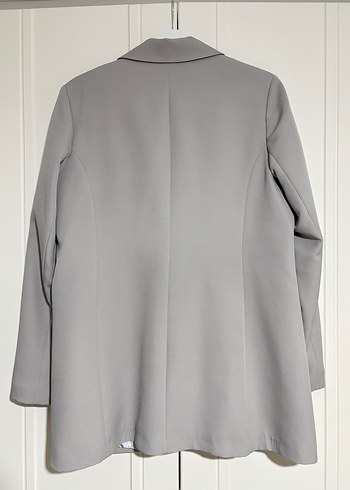 Düğmeli Gri Kadın Blazer Ceket - Görsel 4