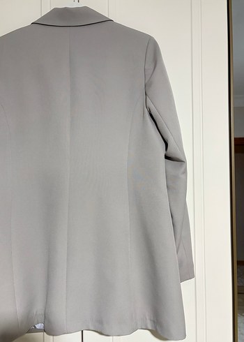Düğmeli Gri Kadın Blazer Ceket - Görsel 6